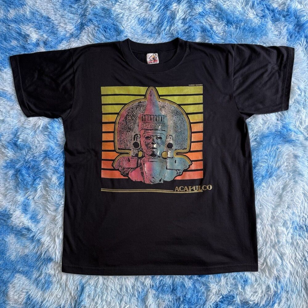 Kanan Banana Black Acapulco Aztec Mask T-Shirt Men’s XL Vintage